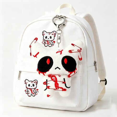 Cat Keychain Plush Alt Horror Creepy Vampire Goth Bloody Charms for Backpack Bag Handbag Purse Charm Halloween Gifts in Saudi Arabia