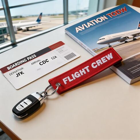 6 Pcs Flight Attendant Luggage Embroidered Airplane Tag & Keychain for Flight Crew, Cabin Crew, Aviation Enthusiasts, Pilots in Saudi Arabia