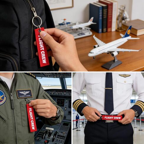 6 Pcs Flight Attendant Luggage Embroidered Airplane Tag & Keychain for Flight Crew, Cabin Crew, Aviation Enthusiasts, Pilots in Saudi Arabia