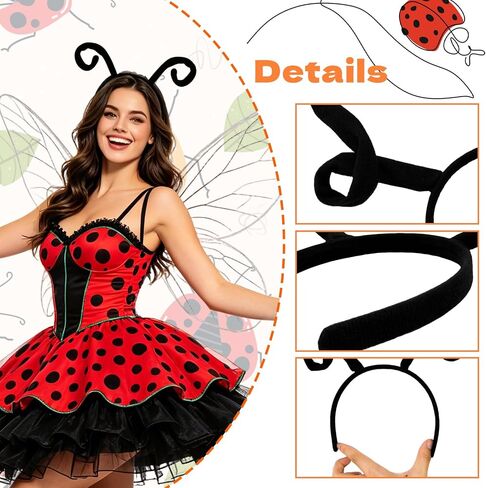 Butterfly Antenna Headband,Ladybug Antennae Headbands Lady Bug Bee Costume Hair Band for Men Women,Halloween Cosplay,Themed Party,Dress Up Accessory,Black in Saudi Arabia