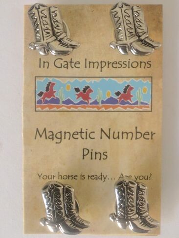 Cowboy Boot Magnetic Number pins Horse Show Number Magnet Holders Silver in Saudi Arabia