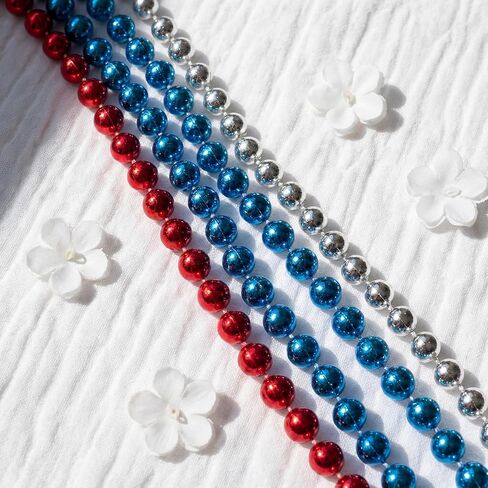 250th Anniversary Costume Women's Accessories with Tutu Skirt, 6 Necklaces & Red Blue Body Glitter 4th of July in Saudi Arabia