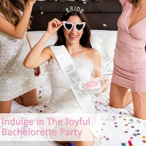 KICOSY Bride To Be 3-Piece Set - Rhinestone BRIDE Headband, Pearl Heart Sunglasses & Rhinestone Sash for Bachelorette Party, Bridal Shower & Wedding Celebrations in Kuwait