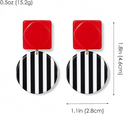 Retro Black and White Earrings for Women Dangling 80s Resin Statement Earrings Geometric Acrylic in Saudi Arabia