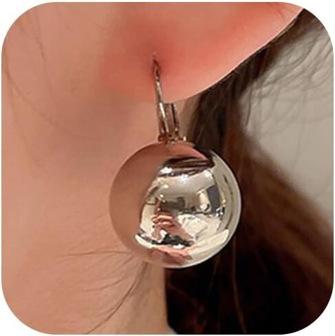Gold Ball Dangling Earrings for Women Chunky Silver Round Balls Dangle Drop Earring Trendy Hip Hop Bead Statement Jewelry Prom Party Accessories Gifts in Kuwait