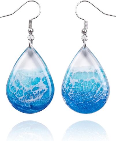 Ocean Wave Drop Resin Earrings Gifts For Her Coastal Jewelry Beach Ocean Boho Unique Gift for Ocean Lovers in Saudi Arabia
