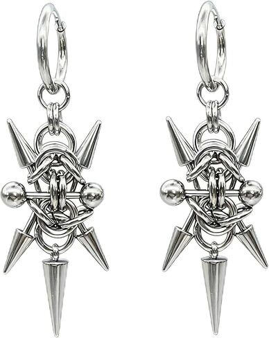 Goth Earrings Alt Spike Stainless Steel Dangle Drop Hoop Emo Punk Grunge Y2k Gothic Fashion Earrings for Women Men in Saudi Arabia