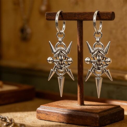Goth Earrings Alt Spike Stainless Steel Dangle Drop Hoop Emo Punk Grunge Y2k Gothic Fashion Earrings for Women Men in Saudi Arabia