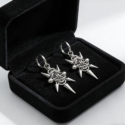 Goth Earrings Alt Spike Stainless Steel Dangle Drop Hoop Emo Punk Grunge Y2k Gothic Fashion Earrings for Women Men in Saudi Arabia