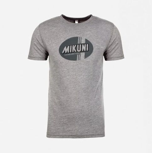 تي شيرت بشعار عتيق من العلامة التجارية Mikuni باللون الرمادي المنقط in Kuwait