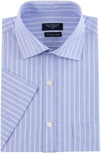 Year In Year Out Men's Dress Shirt Short Sleeve Wrinkle Free Regular Fit Business Casual Shirts Easy Care Cotton Blend Shirt in Saudi Arabia