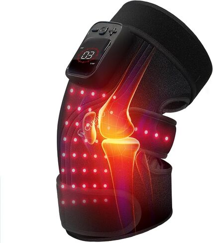 CuPiLo Red Light Knee Massager with Heat & Vibration, FSA Eligible HSA Heated Knee Brace, 5 Light Levels & 5 Vibration Modes, 70 Triple-Chip Red Lights for Knee Elbow, Cordless Knee Wrap for Home in Saudi Arabia