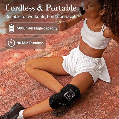 CuPiLo Red Light Knee Massager with Heat & Vibration, FSA Eligible HSA Heated Knee Brace, 5 Light Levels & 5 Vibration Modes, 70 Triple-Chip Red Lights for Knee Elbow, Cordless Knee Wrap for Home in Saudi Arabia