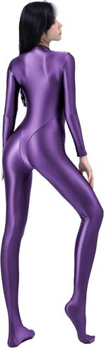 AMORESY Celestia Series Front-Zip Catsuit – High-Shine Spandex One-Piece, Stretch Fit, Classic Color Design in Saudi Arabia