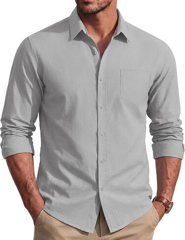 PJ PAUL JONES Men's Long Sleeve Button Down Shirt Wrinkle Free Casual Untucked Dress Shirt Regular Fit in Kuwait