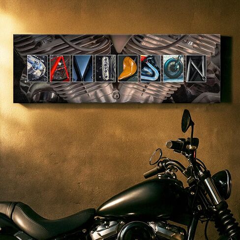 Personal-Prints MOTORCYCLE Personalized Name Art Print | Customized Gift for the Harley Davidson, Indian or Motorcycle Enthusiast | Unique Photo Canvas Art (6"x18" Stretched Canvas) in Saudi Arabia