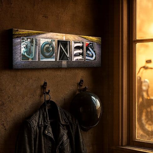 Personal-Prints MOTORCYCLE Personalized Name Art Print | Customized Gift for the Harley Davidson, Indian or Motorcycle Enthusiast | Unique Photo Canvas Art (6"x18" Stretched Canvas) in Saudi Arabia
