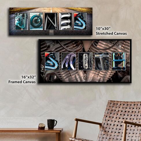 Personal-Prints MOTORCYCLE Personalized Name Art Print | Customized Gift for the Harley Davidson, Indian or Motorcycle Enthusiast | Unique Photo Canvas Art (6"x18" Stretched Canvas) in Saudi Arabia