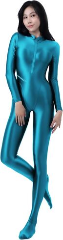 AMORESY Celestia Series Front-Zip Catsuit – High-Shine Spandex One-Piece, Stretch Fit, Classic Color Design in Saudi Arabia