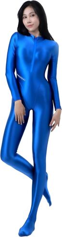 AMORESY Celestia Series Front-Zip Catsuit – High-Shine Spandex One-Piece, Stretch Fit, Classic Color Design in Saudi Arabia