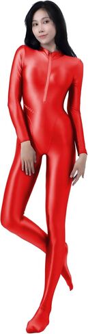 AMORESY Celestia Series Front-Zip Catsuit – High-Shine Spandex One-Piece, Stretch Fit, Classic Color Design in Saudi Arabia