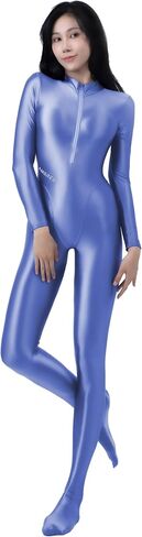 AMORESY Celestia Series Front-Zip Catsuit – High-Shine Spandex One-Piece, Stretch Fit, Classic Color Design in Saudi Arabia