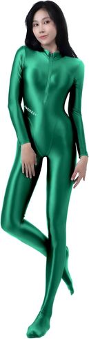 AMORESY Celestia Series Front-Zip Catsuit – High-Shine Spandex One-Piece, Stretch Fit, Classic Color Design in Saudi Arabia