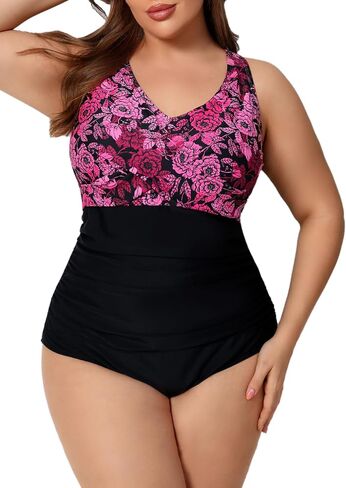 Halcurt Plus Size One Piece Swimsuit for Women Twist Front Tummy Control Full Coverage Retro Bathing Suit in Saudi Arabia