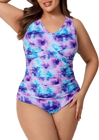Halcurt Plus Size One Piece Swimsuit for Women Twist Front Tummy Control Full Coverage Retro Bathing Suit in Saudi Arabia