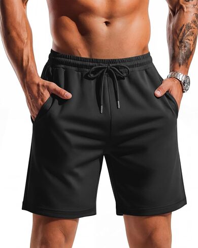Neer Men's Short 7" Casual Athletics Sweat Shorts Elastic Waist for Running Workout with Pockets Drawstring in Kuwait