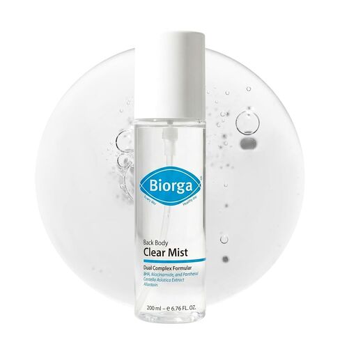 Biorga Back & Body Clear Mist, Leave-On Exfoliating Body Spray with Niacinamide BHA & Centella, Smooths Rough Bumpy Skin, Dark Spots & Uneven Tone on Back Chest Shoulders, Korean Skincare, 6.76 fl oz in Kuwait