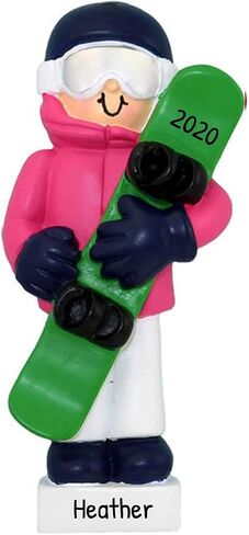 Personalized Snowboarding Christmas Ornament 2026 - Pink Outfit Snowboarder Ornament Outdoor Fun Snowmobile Snowboarding Ornaments for Christmas Tree Snow for Ornaments by Elves in Saudi Arabia