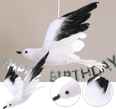 DECHOUS 3Pcs Seagull Hanging Decor, White Seagull Foam Ceiling Hanging Decorations Feathered Bird Ornament for Party Wedding Birthday Wall Decoration in Saudi Arabia