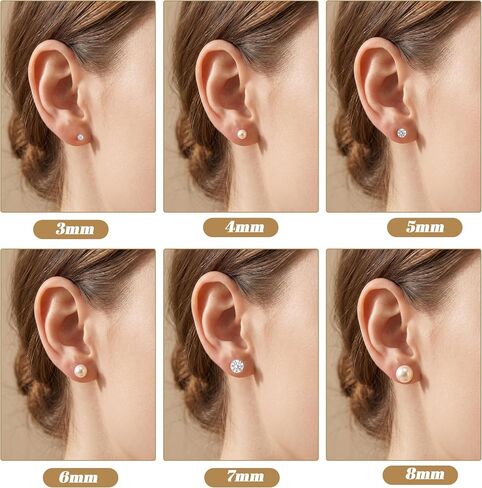6 Pairs Stud Earrings for Women 3 Pairs Silver Filled Polished Pearl Earrings with 3 Pairs Round Clear Rhinestone Stud Earrings Set 6 Sizes Jewelry for Wedding Birthday Party Prom in Kuwait