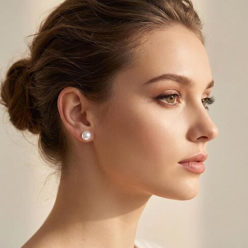 6 Pairs Stud Earrings for Women 3 Pairs Silver Filled Polished Pearl Earrings with 3 Pairs Round Clear Rhinestone Stud Earrings Set 6 Sizes Jewelry for Wedding Birthday Party Prom in Kuwait