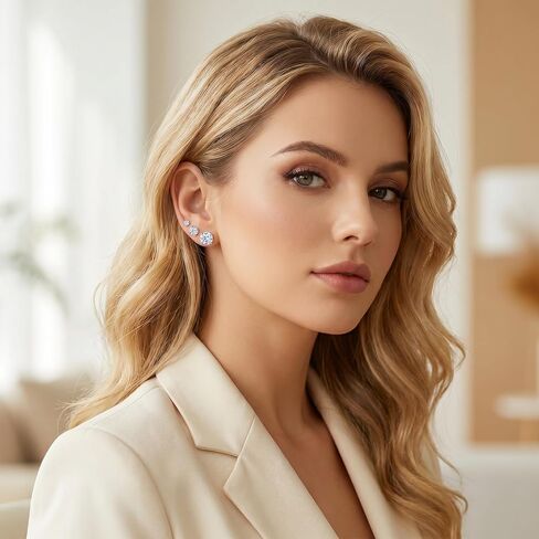 6 Pairs Stud Earrings for Women 3 Pairs Silver Filled Polished Pearl Earrings with 3 Pairs Round Clear Rhinestone Stud Earrings Set 6 Sizes Jewelry for Wedding Birthday Party Prom in Kuwait
