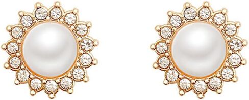 MALOYANVE Pearl Sunshine Earrings for Women Unique Zirconia Hypoallergenic Sterling Silver Statement Sparkly Cluster Rhinestone Snowflake Stud Earrings Prom Wedding Holiday Fashion Jewelry Gift in Kuwait