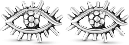 AeraVida Protection All-Seeing Eye .925 Sterling Silver Stud Earrings, Spiritual Evil Eye Symbol Jewelry, Minimalist Guardian Talisman Fashion Gift in Kuwait