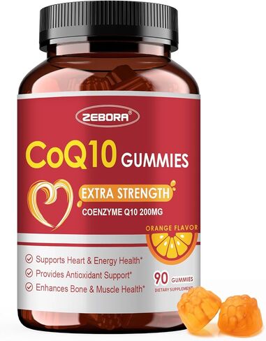 ZEBORA CoQ10 200mg Gummies, High Absorption Coenzyme Q10 Supplements with Omega-3, Heart & Energy Support, Powerful Antioxidant, Orange Flavor, 90 Gummies in Saudi Arabia