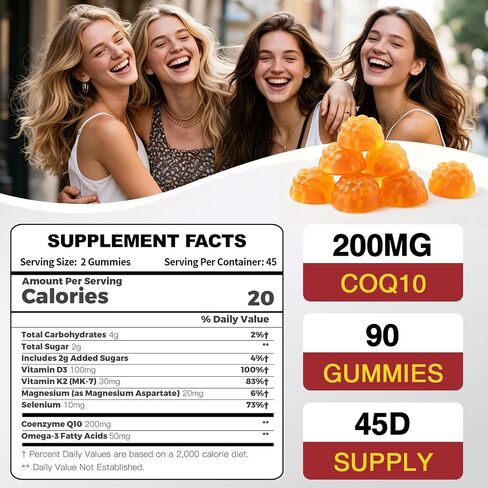 ZEBORA CoQ10 200mg Gummies, High Absorption Coenzyme Q10 Supplements with Omega-3, Heart & Energy Support, Powerful Antioxidant, Orange Flavor, 90 Gummies in Saudi Arabia