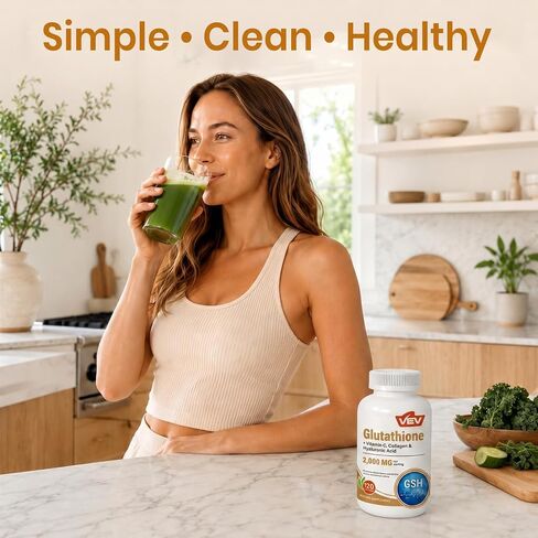 VEV Glutathione Supplement 2000mg with Vitamin C, Antioxidant Support for Skin Whitening, Hydration & Even-Looking Tone, 120 Capsules in Saudi Arabia
