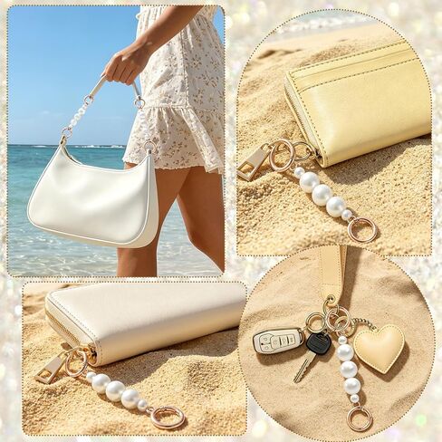 JATEBI 5 Pcs Bag Extender Chain Set Pearl Purse Chain with Ocean Charms Gold Plated Handbag Strap Extender DIY Bag Accessories for Tote Bag Summer Beach Bag Decoration in Saudi Arabia