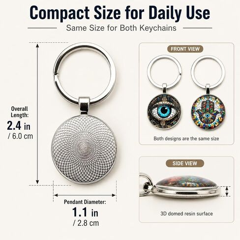 2 Pcs Hamsa Hand Keychain & Evil Eye Keychain Set, Protective Amulet Charms (Stained Glass Style) - Lucky Car/Bag Accessories for Women & Men in Saudi Arabia