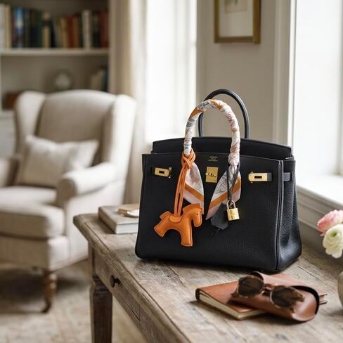 Orange Leather Horse Handbag Charm, Cute Pony Bag Accessory with Strap in Saudi Arabia