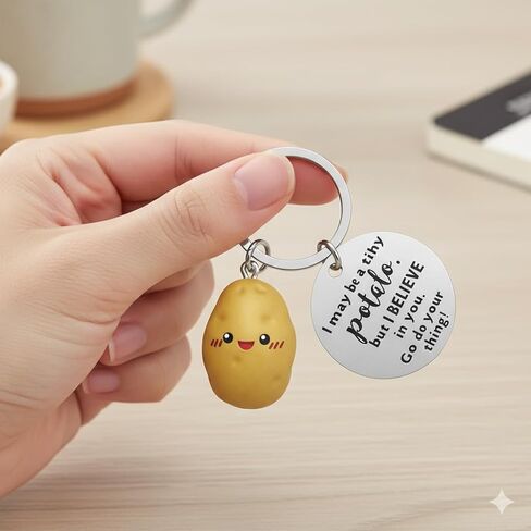 Potato Keychain-Inspirational Keychains with Funny Card，Bag Charms for Woman，Vegetable Key Chains Gifts for Teenagers, Friends, and Family. in Saudi Arabia