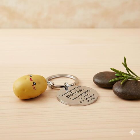 Potato Keychain-Inspirational Keychains with Funny Card，Bag Charms for Woman，Vegetable Key Chains Gifts for Teenagers, Friends, and Family. in Saudi Arabia