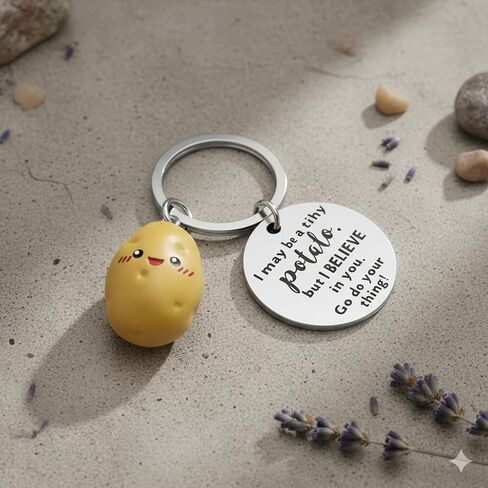 Potato Keychain-Inspirational Keychains with Funny Card，Bag Charms for Woman，Vegetable Key Chains Gifts for Teenagers, Friends, and Family. in Saudi Arabia
