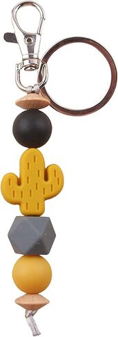 Cute Keychain for Women Cactus Elastic Silicone Beaded Key Ring for Car Keys Purses Charm Key Chain Key Holder in Saudi Arabia