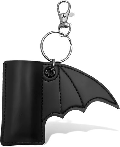Angyape Cool Lip Balm Holder Keychain Lighter Lipstick Chapstick Keychain Leather Bat Bag Charm Car Key Ring for Women Men in Kuwait