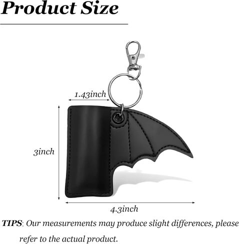Angyape Cool Lip Balm Holder Keychain Lighter Lipstick Chapstick Keychain Leather Bat Bag Charm Car Key Ring for Women Men in Kuwait